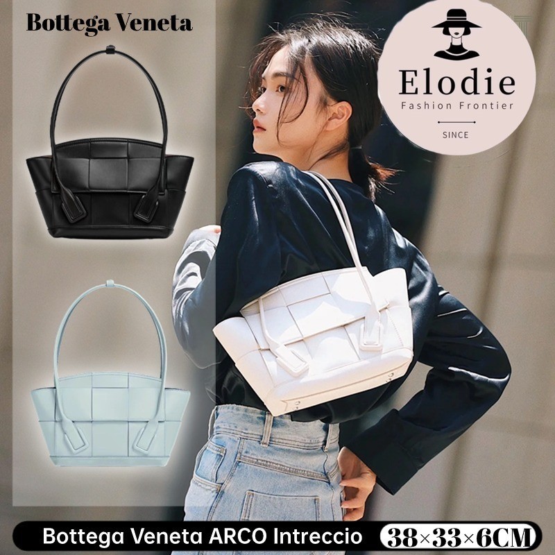 บอตเตก้า เวเนต้า Bottega Veneta ARCO Intreccio BAG กระเป๋าสานแบบมีฝาปิดหนังวัวกระเป๋าสะพายไหล่