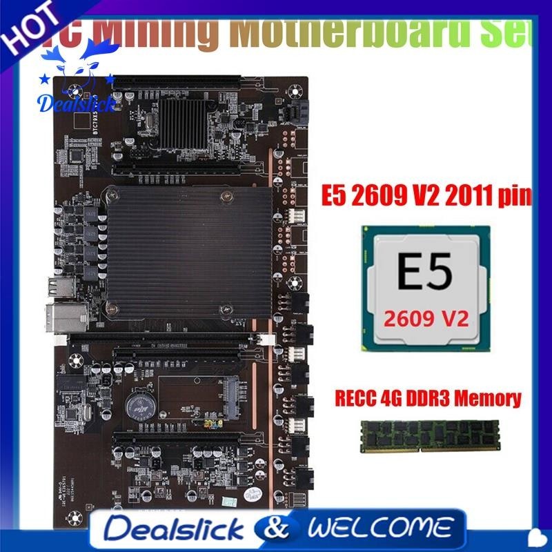 【Dealslick】เมนบอร์ด X79 H61 BTC พร้อมการ์ดจอ E5 2609 V2 CPU+RECC 4G DDR3 RAM LGA 2011 DDR3 รองรับ 3060 3070 3080