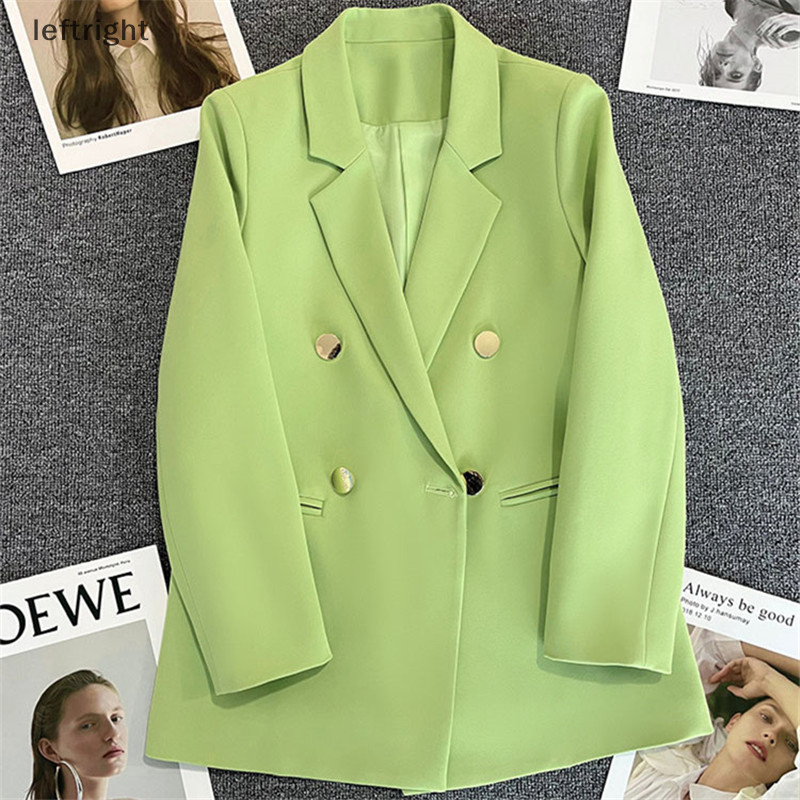 เสื้อสูทเบลเซอร์ลําลอง สีพื้น แฟชั่นฤดูใบไม้ผลิ และฤดูใบไม้ร่วง สไตล์เกาหลี สําหรับผู้หญิง