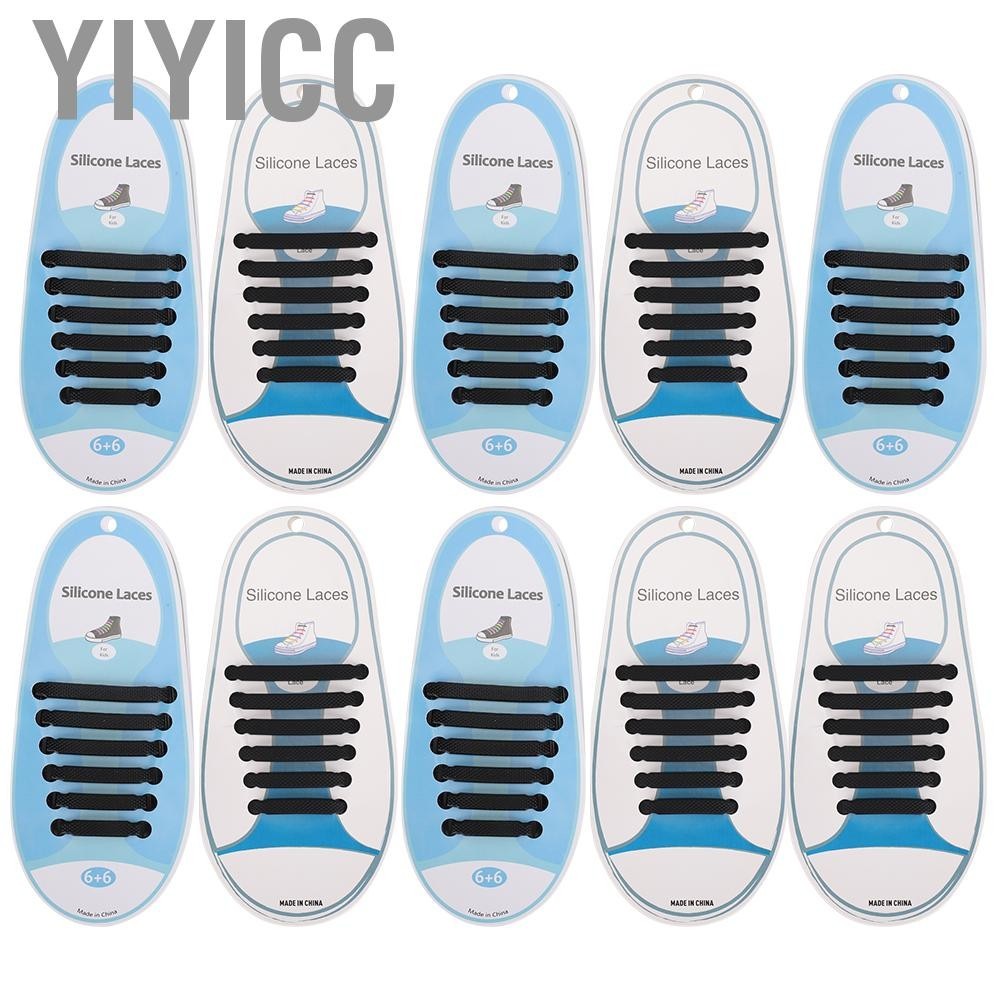 Yiyicc 60pcs Silicone  Shoelaces Elastic No Tie Shoe Laces Running Sneakers LIF