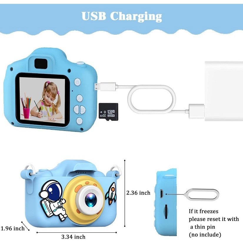 กล้องวิดีโอดิจิทัล หน้าจอ IPS 2.0 นิ้ว 1080P 40M HD การ์ด SD 32GB พร้อมเครื่องอ่าน ของขวัญวันเกิด คริสต์มาส สําหรับเด็กอายุ 2-10 ปี