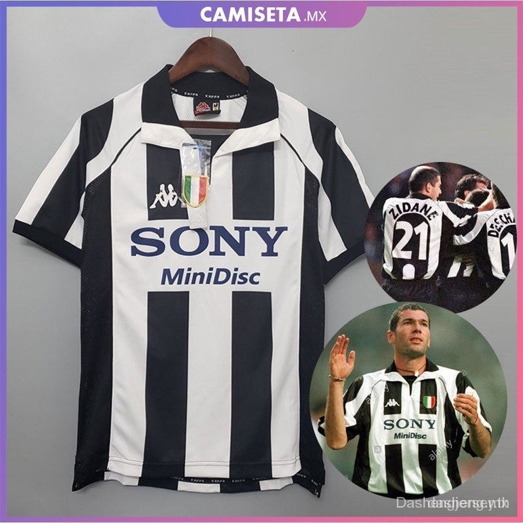 เสื้อกีฬาแขนสั้น ลายทีมฟุตบอล Juventus 1997 Return 1998 Zidane ชุดเยือน สไตล์คลาสสิก