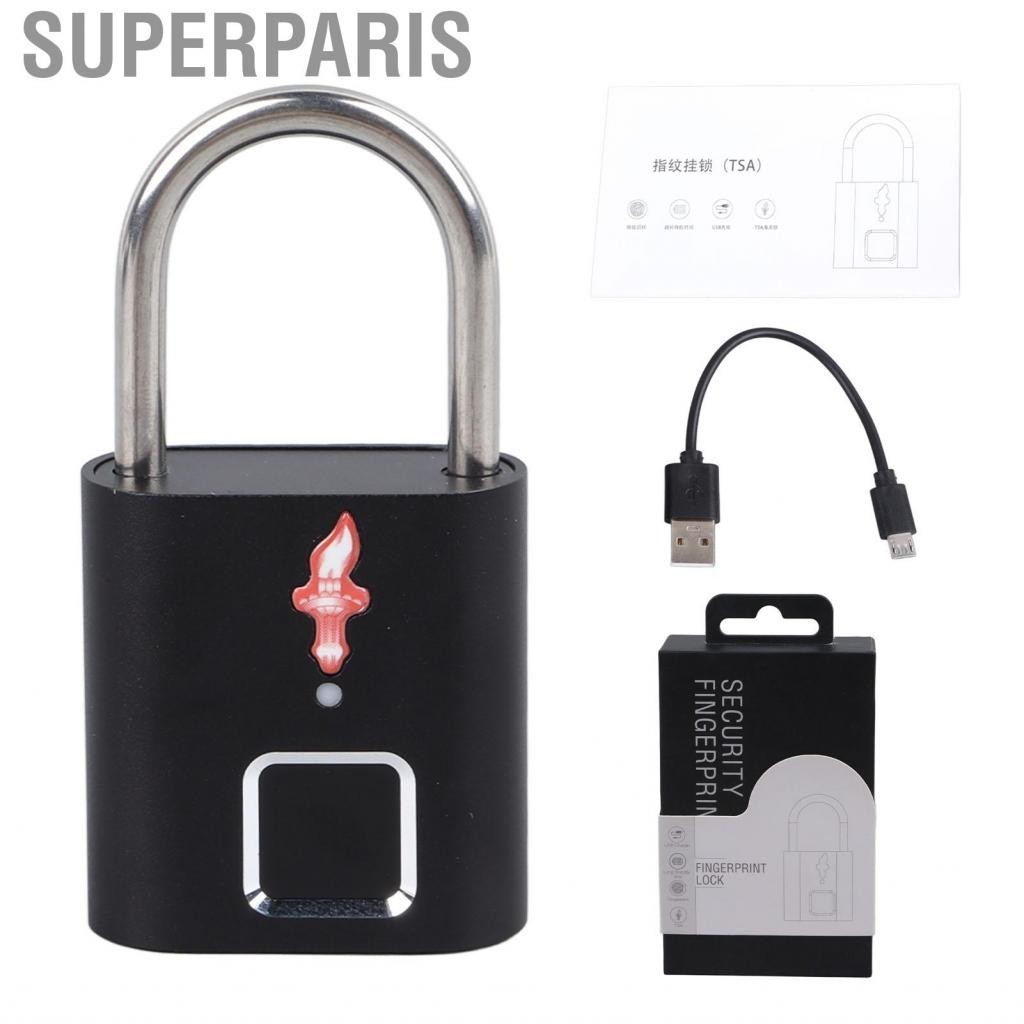 Superparis Fingerprint Padlock Advanced Security Anti Theft Sturdy Construction Sensitive 508DPI for Travel Backpack