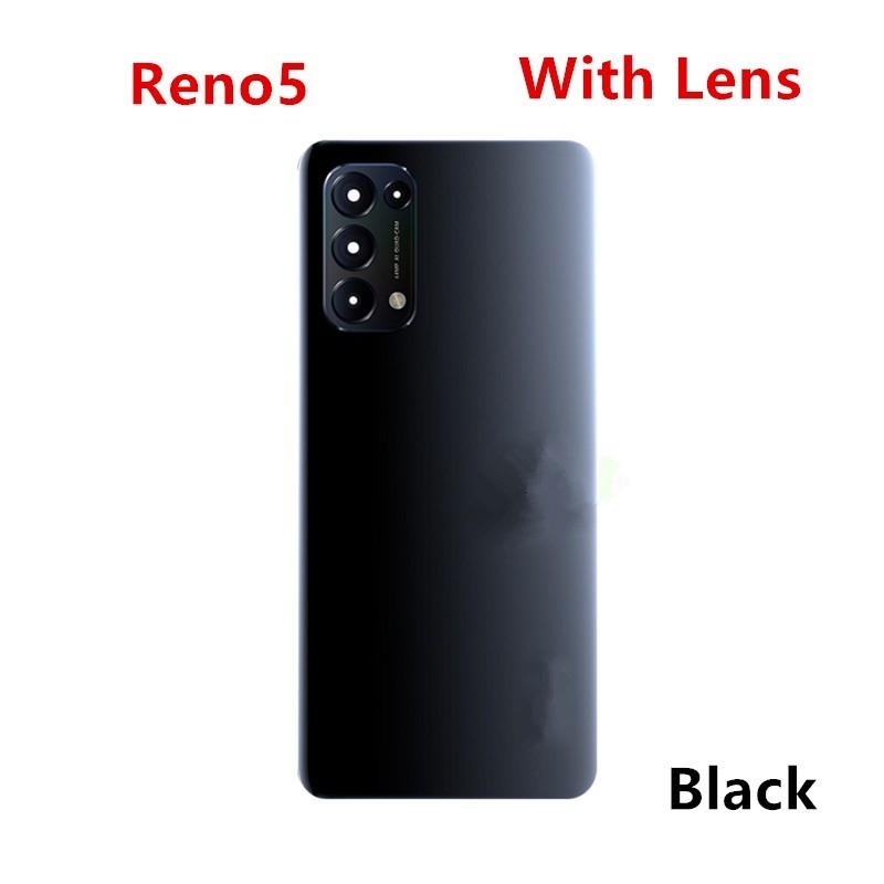 Reno5 สําหรับ OPPO Reno 5 4G 5G พลาสติกแบตเตอรี่ฝาหลังซ่อมเปลี่ยนประตูด้านหลังกรณี + โลโก้กล้องเลนส์กาว - รูปที่ 5