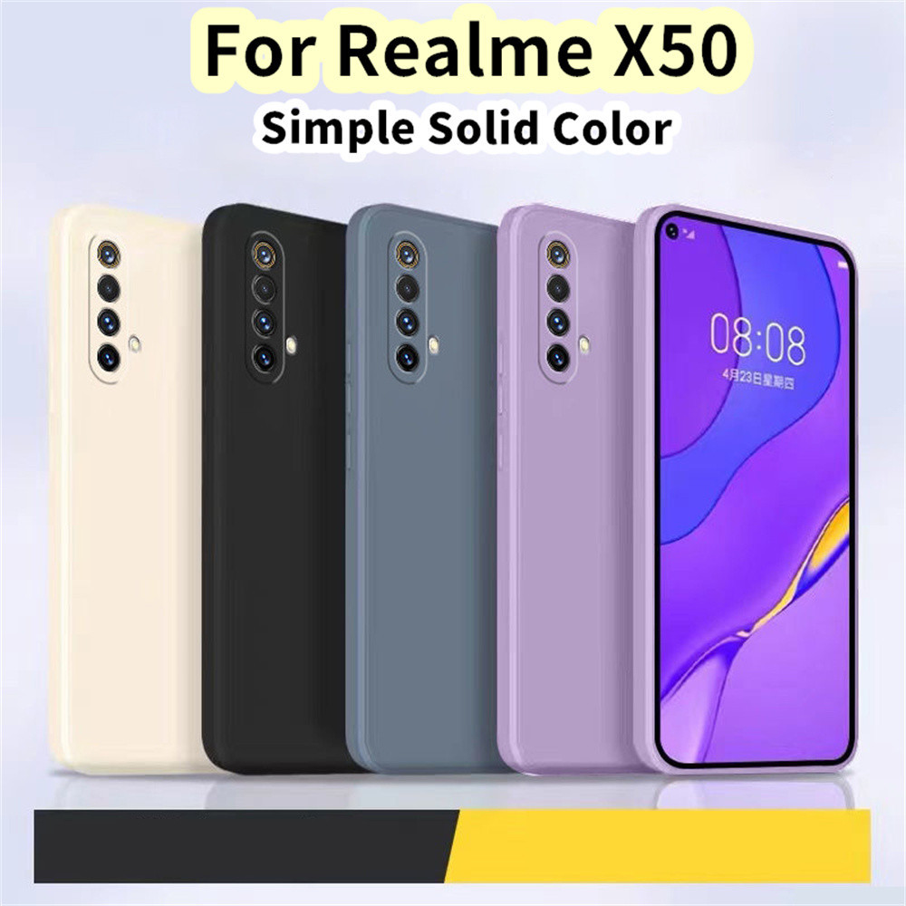 【Case Home】เคสโทรศัพท์มือถือ ซิลิโคน สีพื้น สําหรับ Realme X50