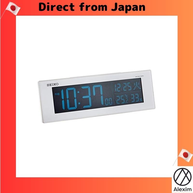 [Direct from Japan]Seiko Clock (Seiko Clock) Seiko Clock Table Clock 02: White Pearl Body Size: 7.3×22.2×4.5cm Alarm Clock Radio Digital AC Color LCD DL305W