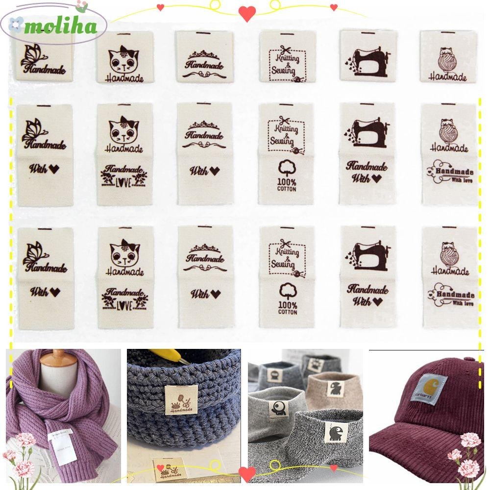 Moliha ป้ายแท็กผ้าขนสัตว์ ลายการ์ตูนแมว สําหรับถักเสื้อผ้า DIY 50 ชิ้น