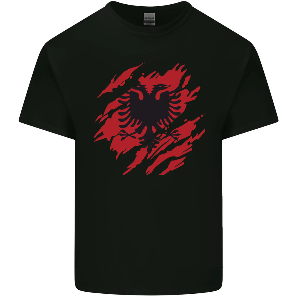 Torn Albania Flag Albanian Day Football เสื้อยืดเด็ก Rens