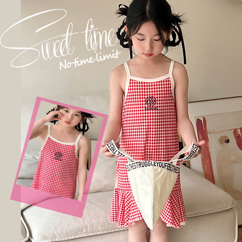 [ZY] พร้อมส่ง ชุดเดรสกระโปรงยาว ผ้าเรยอน ลายหางปลาน่ารัก สไตล์เจ้าหญิง เข้ากับทุกการแต่งกาย สําหรับเด็กผู้หญิง 90-160 ซม. ราคา ถูกที่สุด ดีลบีเคเค แกลเลอรีภาพที่ 4
