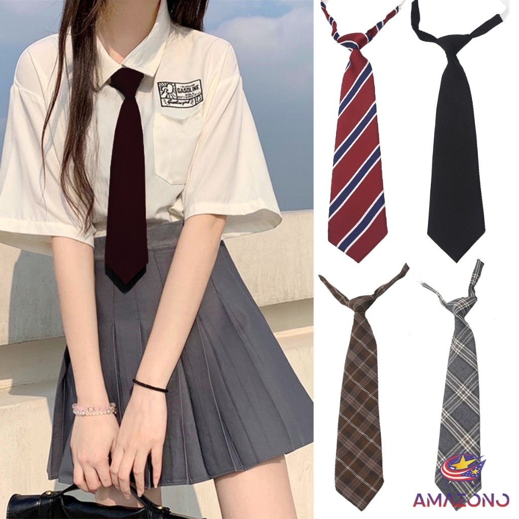 Amaz เนคไทแฟชั่นสำเร็จรูป โบว์นักเรียนญี่ปุ่น JK ปรับขนาดได้ necktie