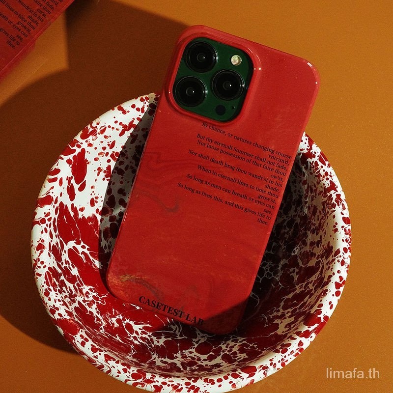 เคสโทรศัพท์มือถือแบบแข็ง กันกระแทก ลายภาษาอังกฤษ สีแดง เรียบง่าย สําหรับ iPhone 11 12 13 14 15 pro max 7 8 plus xr x xs max 12pro 13promax 13pro 14pro 14promax