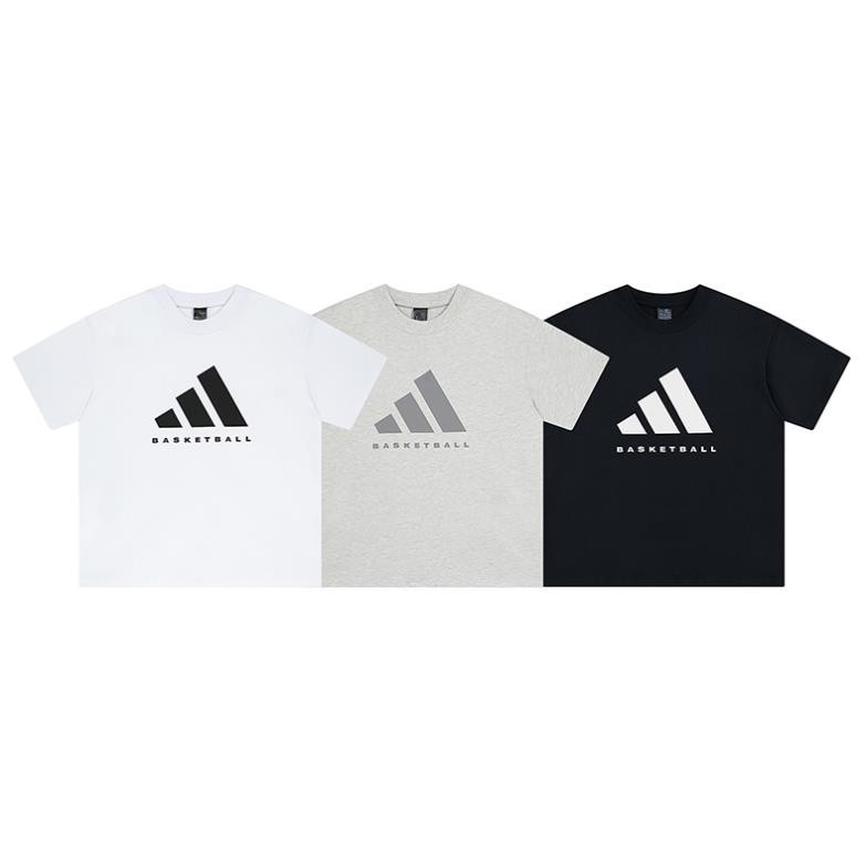 Ad **** das **** bask **** เสื้อยืดแขนสั้น คอสูง ผ้าฝ้ายบริสุทธิ์ พิมพ์ลายตัวอักษรบาสเก็ตบอล ลามิเนต ทรงหลวม ขนาดเล็ก
