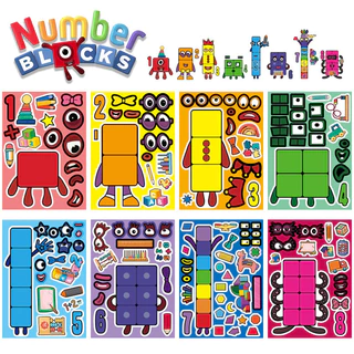 8PCS CartoonDigital Pencil People Stickers Cartoon Creative Stickers Childrens Numberblocks Series Puzzle DIY สติกเกอร์สัตว์น่ารักระเบิดเปลี่ยนสติกเกอร์ปริศนา