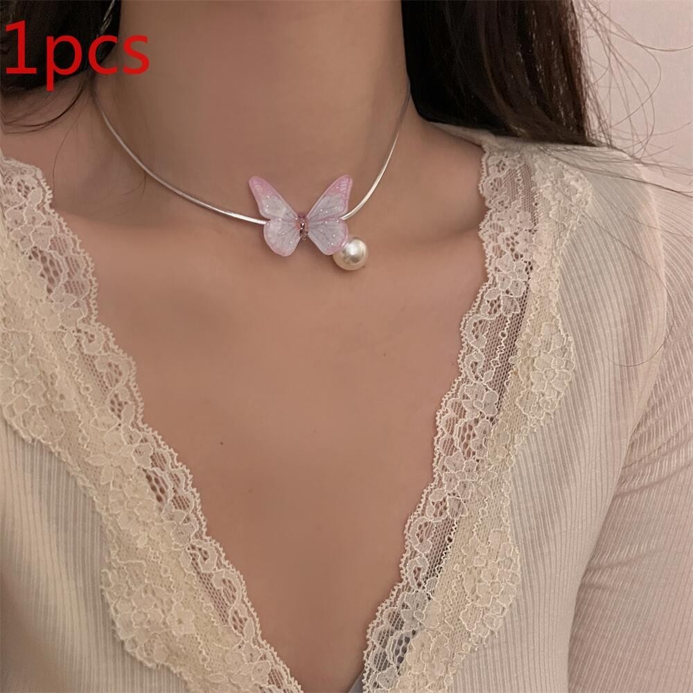Niche สไตล์เกาหลี ins Symphony สร้อยคอผีเสื้อผู้หญิงสไตล์สร้อยคอโซ่กระดูกไหปลาร้าหวาน
