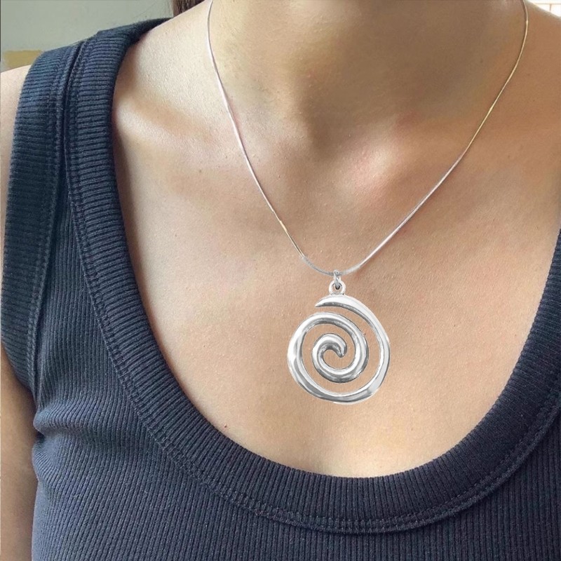 Fashionable Swirl Pendant Necklace Adjustable Length Neckchain Elegant Accessory ราคา ถูกที่สุด ดีลบีเคเค แกลเลอรีภาพที่ 6