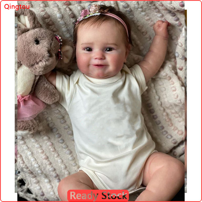 Qtou ตุ๊กตาเด็กแรกเกิด 3D ซิลิโคน 20 นิ้ว พร้อมเส้นเลือดดํา เหมือนจริง มองเห็นได้ สําหรับเด็กวัยหัดเดิน