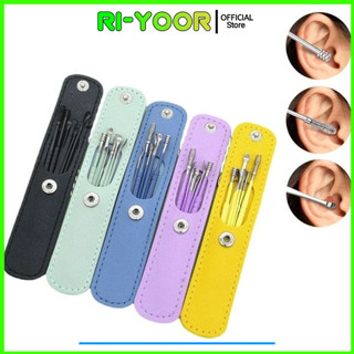 pouch Korek Kuping 6in1 Plus Pouch Stainless Ear Pick 6in1 Set Pembersih Telinga Isi 6 Tas Kulit