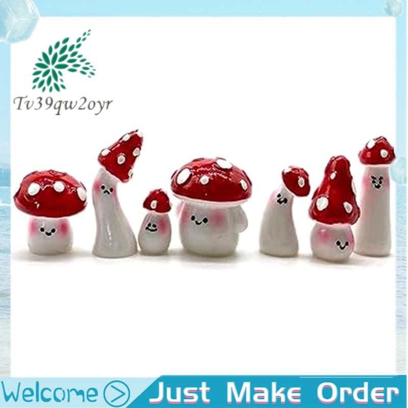 Tv39qw2oyr7Pcs Miniเห็ดสําหรับงานฝีมือLittle Fairy Gardenเห็ดขนาดเล็กเห็ดตกแต่งเห็ดMiniaturesรูปปั้น