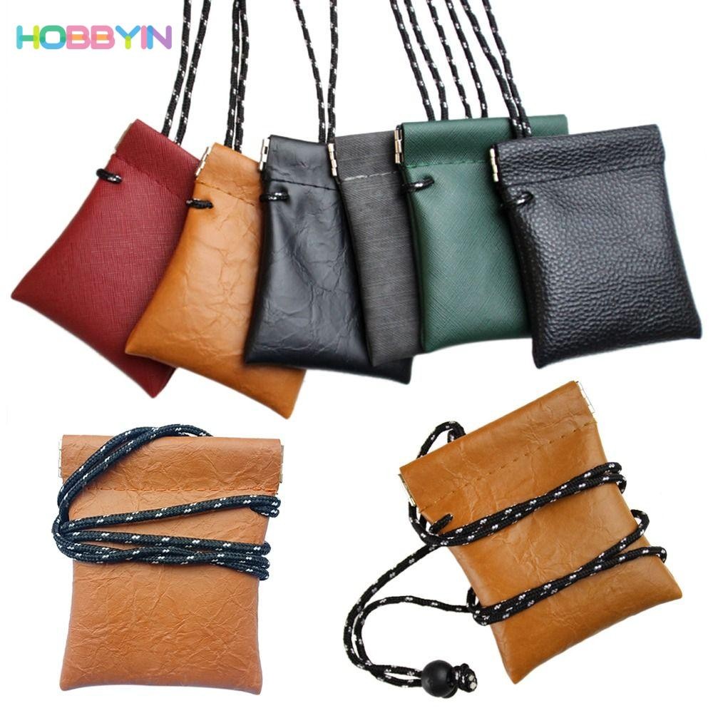 HOBBYIN กระเป๋าสตางค์ หนัง PU ใบเล็ก มีสายคล้องคอ สําหรับใส่หูฟัง