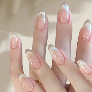 [กาวฟรี] เล็บปลอมติดกาวฟรี เล็บสั้นทรงอัลมอนด์ เครื่องประดับสงกรานต์ กันน้ำ
