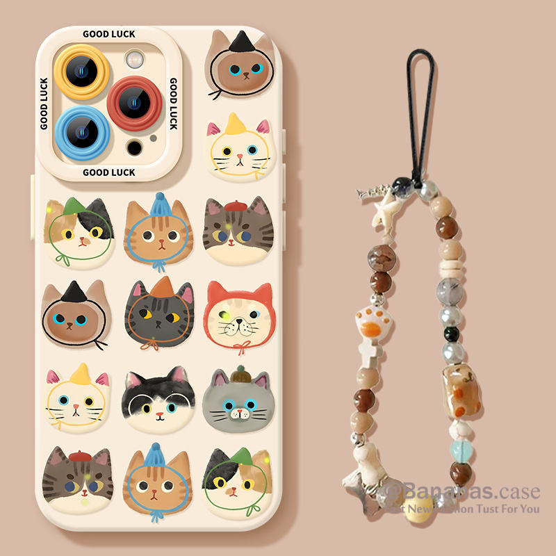 Iphone 16 15 14 13 12 11 Pro Max X Xr Xs Max 7 8 Plus SE2020 เคสโทรศัพท์น่ารัก Black Cat Park + Lanyard ปกอ่อน
