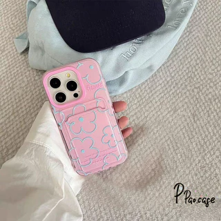 เคส สำหรับ IPhone 17 AIR 16 13 11 15 12 14 Pro Max 7 8 Plus XR X XS Max SE กระเป๋าใส่บัตรแบบมีช่องใส่รูปการ์ตูนดอกไม้