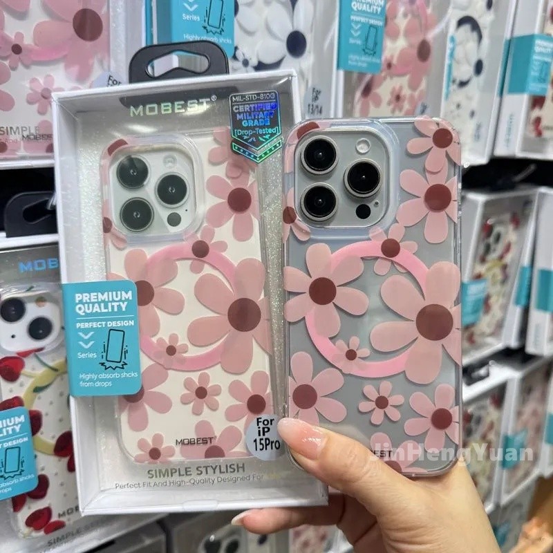 Mobest คุณภาพสูงโปร่งใสแม่เหล็กดอกไม้เคสโทรศัพท์สําหรับ IPhone 16 15 14 13 Pro Max Anti Drop ปลอกฝาครอบป้องกัน