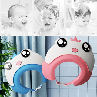 Aoduoyaya หมวกอาบน้ำเด็ก หมวกสระผมเด็ก ปรับขนาดได้ ปกป้องดวงตาและหู วัสดุซิลิโคน อุปกรณ์อาบน้ำ
