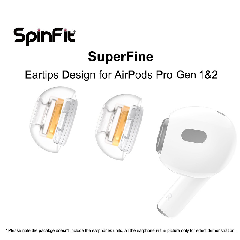 Spinfit SuperFine Cloud Comfort เคล็ดลับเอียร์บัดพร้อมหูฟังที่จดสิทธิบัตรการออกแบบอะแดปเตอร์สําหรับ AirPods Pro Generation 1 & 2 (1 คู่)
