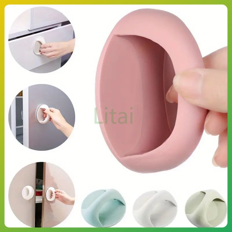 litai มือจับประตู ที่จับลิ้นชัก ที่จับประตู ที่จับหน้าต่าง ที่จับมัลติฟังก์ชั่น มินิ สำหรับใช้ในบ้าน วางแทนการเจาะ