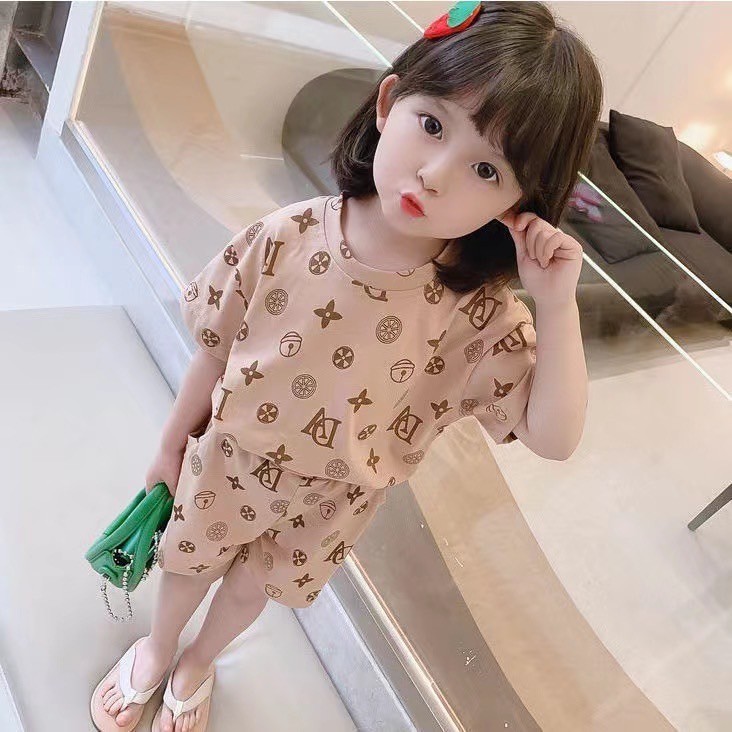 ชุดเด็กเสื้อและกางเกง ลวดลายดอกไม้ สไตล์เกาหลี สําหรับเด็กผู้หญิง อายุ 2-7 ปี