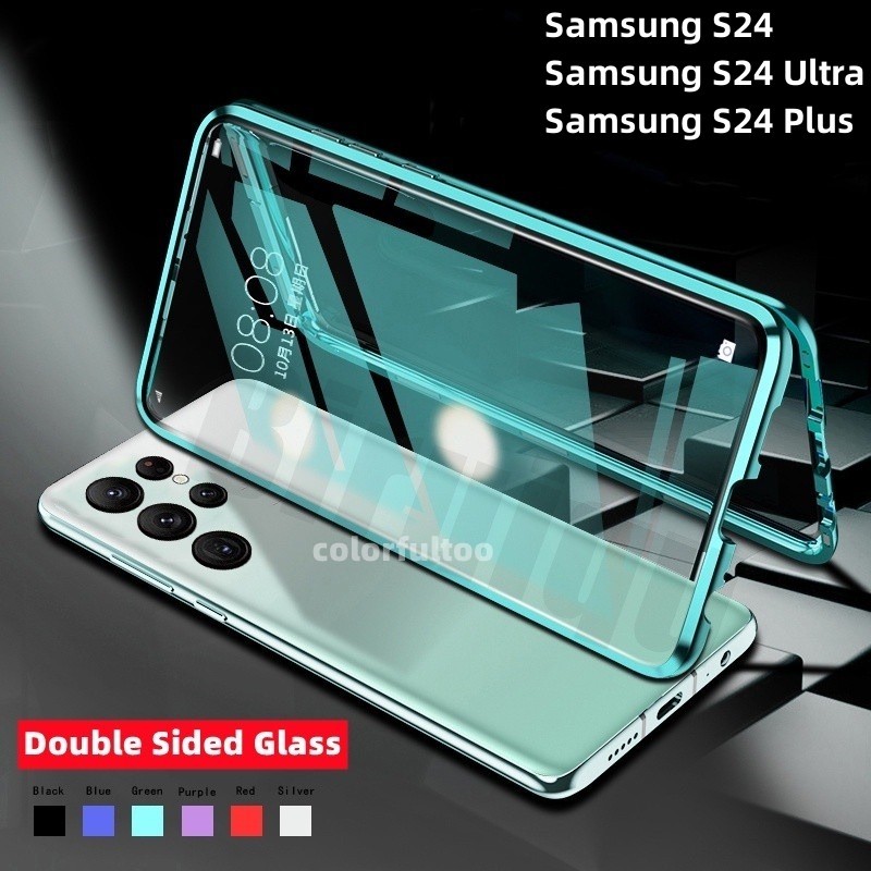 เคสโทรศัพท์มือถือกระจกนิรภัย แบบแข็ง สองด้าน กันกระแทก สําหรับ Samsung Galaxy S24 S23 Plus Ultra S23+ S24+ S23Ultra S24Ultra 5G SamsungS24
