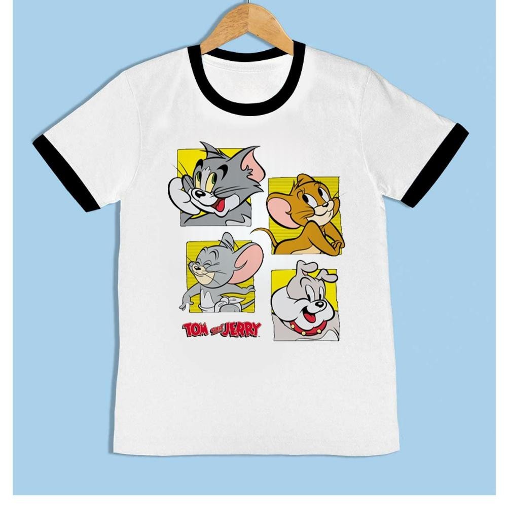 เสื้อยืด พิมพ์ลายกราฟฟิค Tom and Jerry สไตล์ญี่ปุ่น สําหรับผู้หญิง 2000s