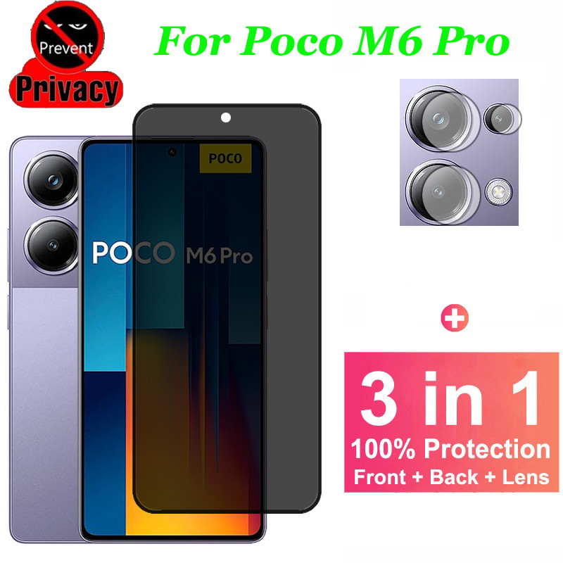 Poco M6 Pro ฟิล์มกระจกนิรภัยกันรอยหน้าจอ และเลนส์กล้อง กันแอบมอง เพื่อความเป็นส่วนตัว สําหรับ Xiaomi POCO X6 M6 Redmi Note 13 12 13T Pro C65 4G 5G