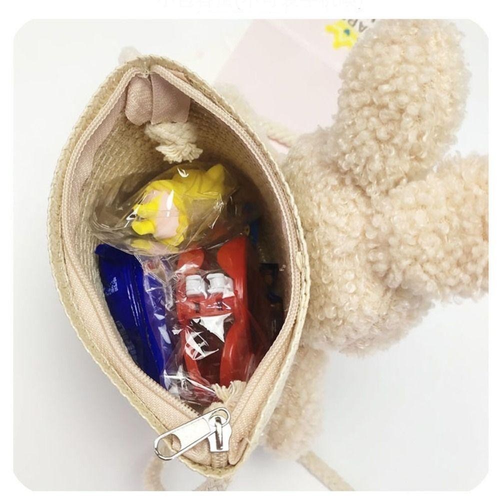 Tonfashion กระเป๋าสะพายไหล่ กระเป๋าถือ ขนาดมินิ ลายการ์ตูนกระต่าย แฮนด์เมด มีซิป พร็อพถ่ายรูป สําหรับเด็ก - รูปที่ 6