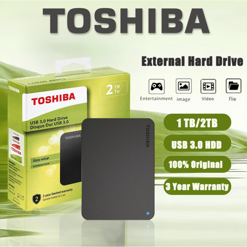 Toshiba HardDisk External 1TB 2TB Hard Drive HDD USB 3.0 ฮาร์ดดิสก์ความเร็วสูง ที่เก็บข้อมูลแบบพกพา 