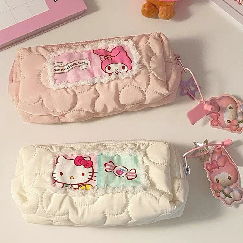 กระเป๋าเครื่องสําอาง กระเป๋าเครื่องเขียน ลายการ์ตูน Hello Kitty Sanrio My Melody น่ารัก ขนาดใหญ่ จุของได้เยอะ สําหรับนักเรียนหญิง