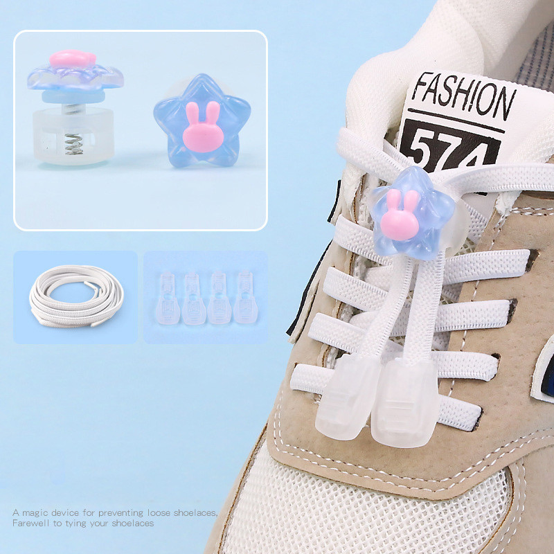 เชือกผูกรองเท้า ยืดหยุ่น 26 สี การ์ตูนล็อค ไม่ผูกเชือกผูกรองเท้า แบน เด็ก เด็ก ขี้เกียจ เชือกผูกรองเท้า ยาง รองเท้าผ้าใบ เชือกผูกรองเท้า