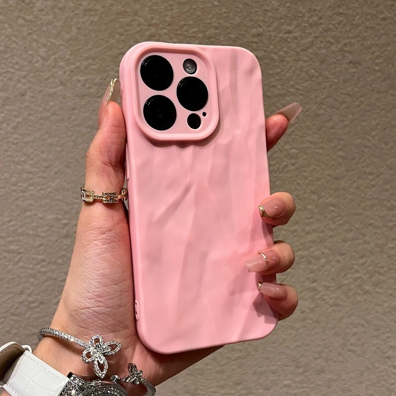แฟชั่นสีลูกกวาดนุ่มริ้วรอยรูปแบบเคสโทรศัพท์สําหรับ ไอโฟน 17 16 15 14 13 12 11 มือโปร สูงสุด 15บวก ฝาครอบซิลิโคน