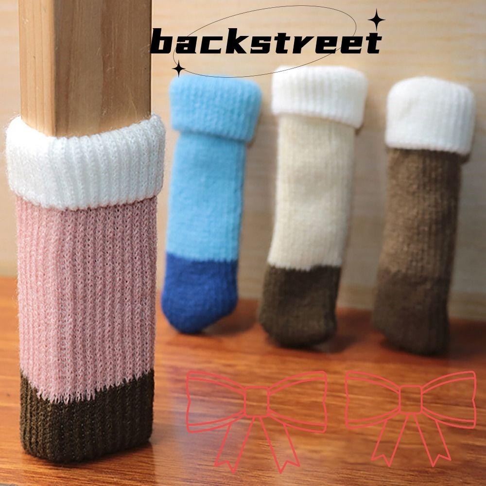 Backstreet 4 ชิ้น ถุงเท้าขาโต๊ะ, ป้องกันพื้น หลากสี เก้าอี้ ปลอกขา, สากล ถัก กันลื่น เก้าอี้ ถุงเท้า ปรับปรุงบ้าน