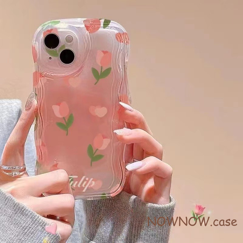 เคสโทรศัพท์มือถือ แบบนิ่ม ลายดอกทิวลิป สีชมพู ไล่โทนสี สําหรับ iPhone 15 14 13 12 11 Pro MAX X XR XS MAX 7 8 Plus
