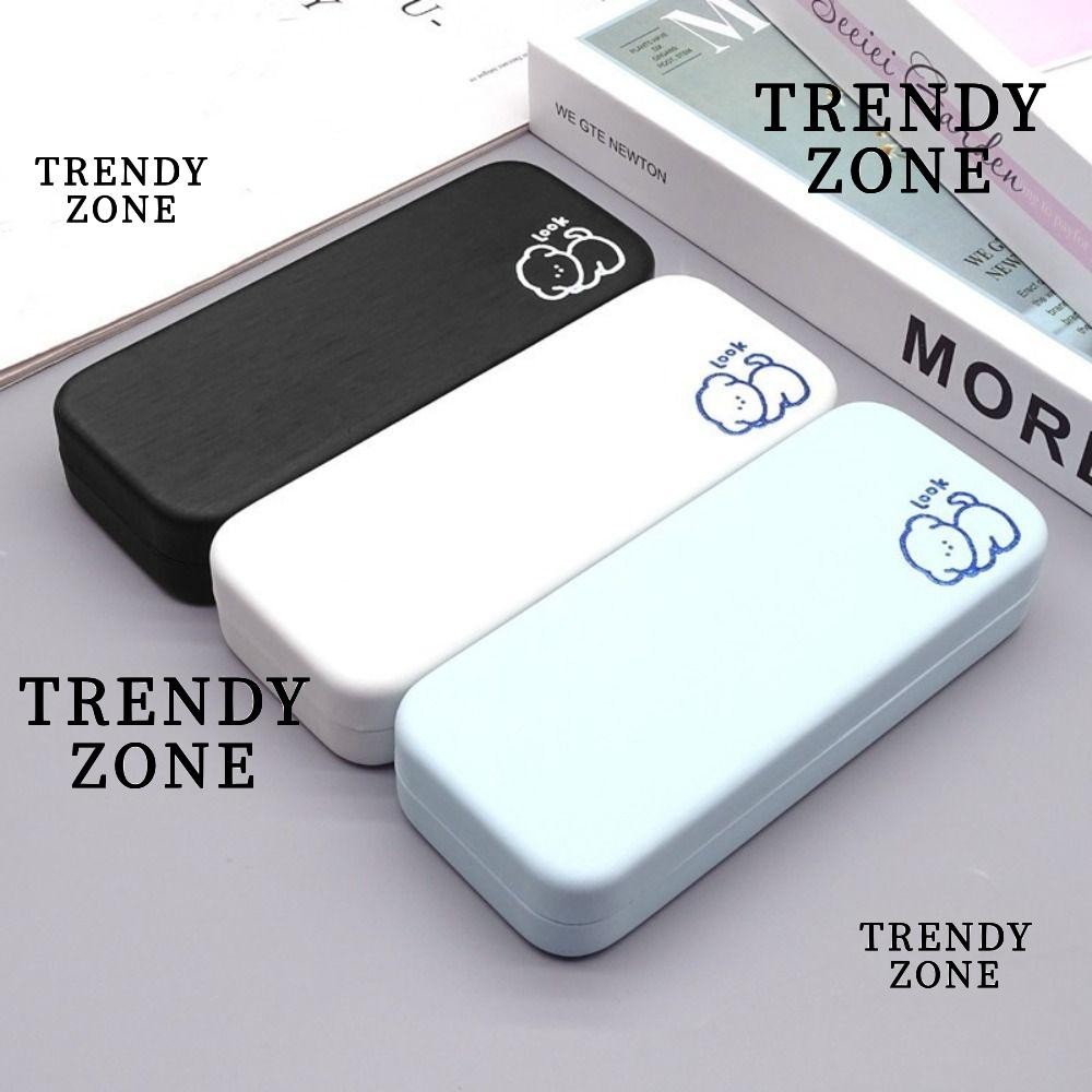 Trendyzone กล่องแว่นตาอ่านหนังสือ หนัง กันความเครียด น้ําหนักเบา แบบพกพา สีพื้น สําหรับผู้หญิง