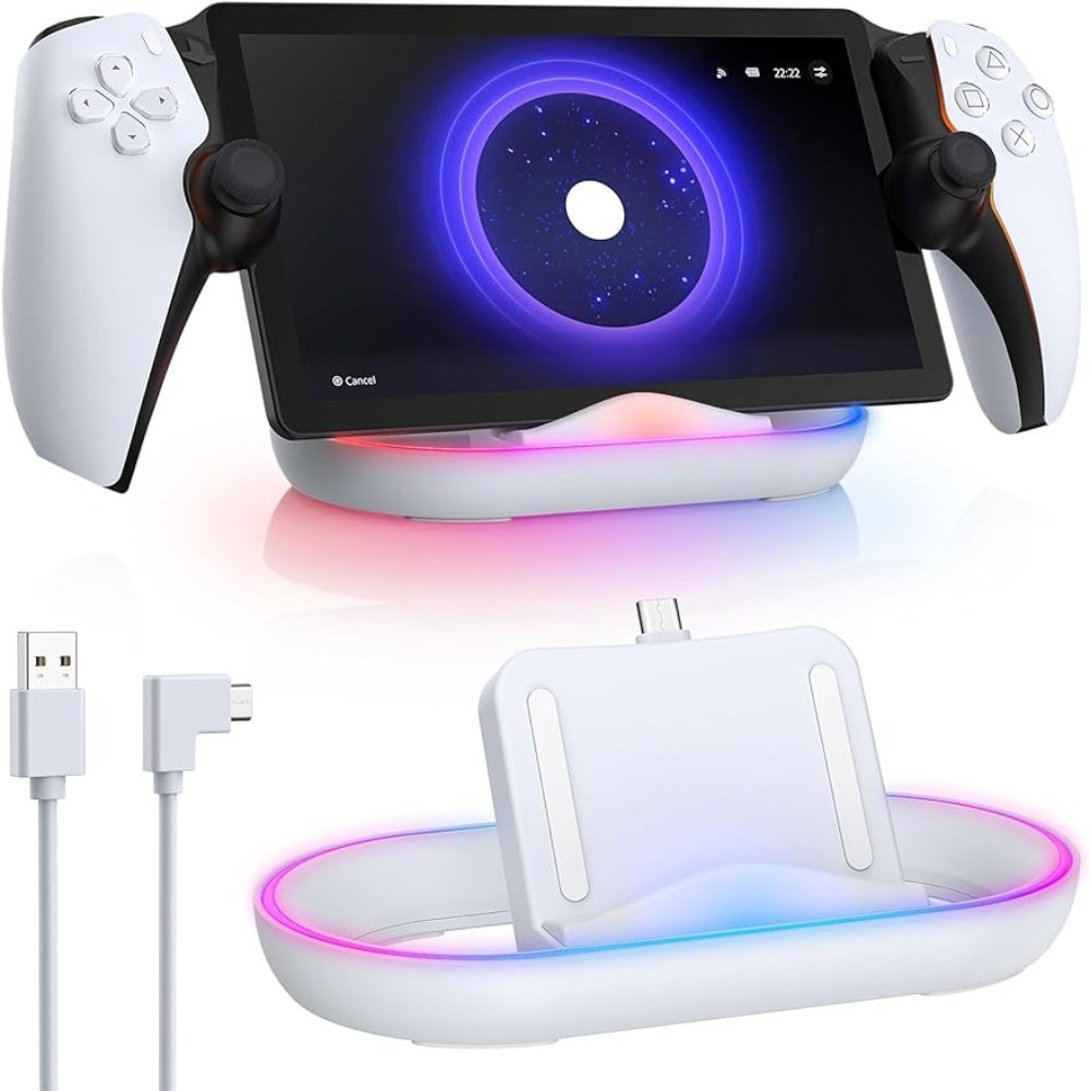 แท่นชาร์จ สําหรับ PS Portal Playstation Portal พร้อมไฟ RGB และสายชาร์จ USB C สําหรับ PS5 Portal