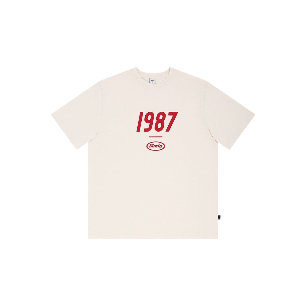 Trendy 87mm MMLG 1987 monogram logo print cotton short-sleeved T-shirt loose and versatile unisex top