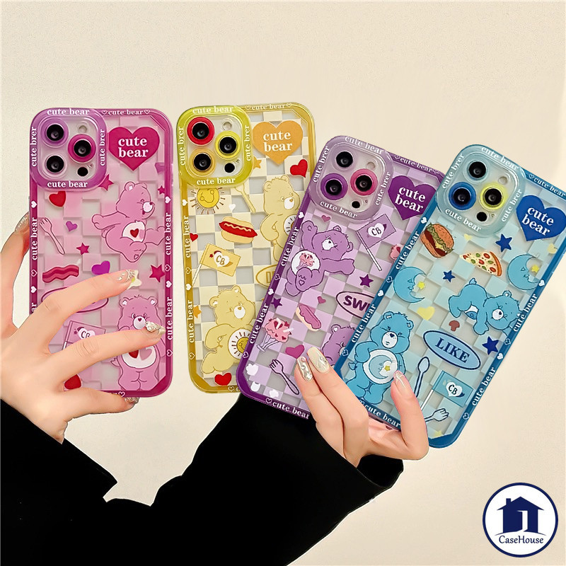 ส่งจากไทย Cartoon Cute Care Bears เคสนุ่มโปร่งใสเข้ากันได้กับ iPhone 11 7 8 Plus XR 11 13 14 12 15 Pro Max X XS Max