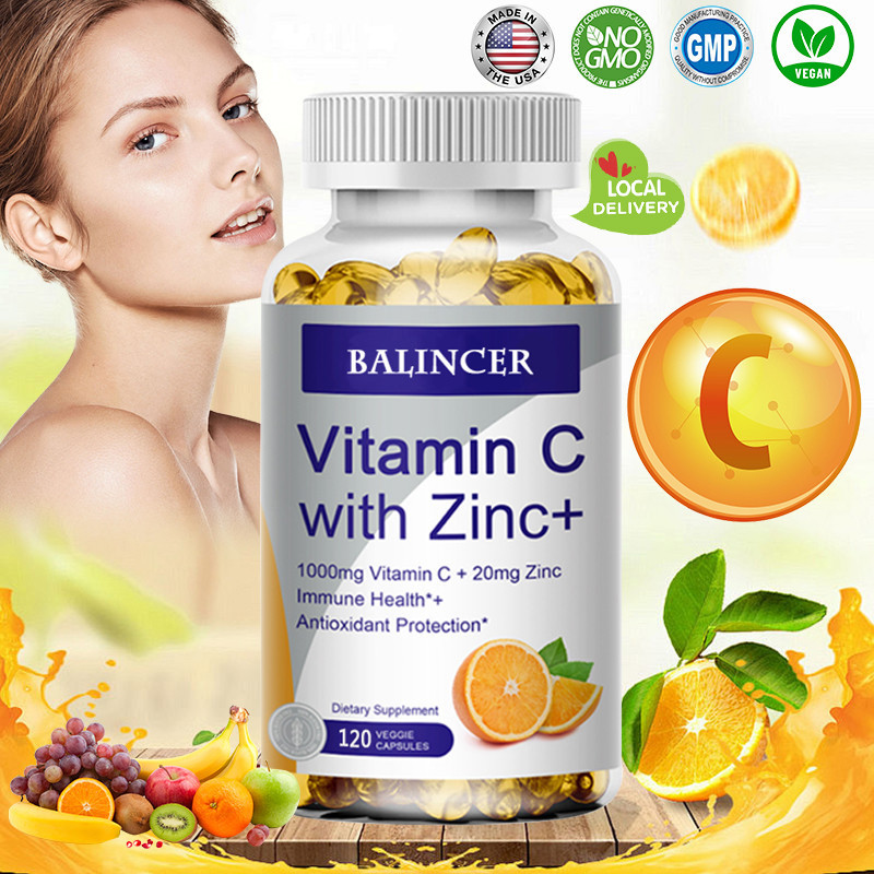 Balincer อาหารเสริมวิตามินซี และสังกะสี - วิตามินซี 1000 มก. + สังกะสี 20 มก. อาหารเสริม ต้านอนุมูลอิสระ สําหรับการสนับสนุนภูมิคุ้มกัน