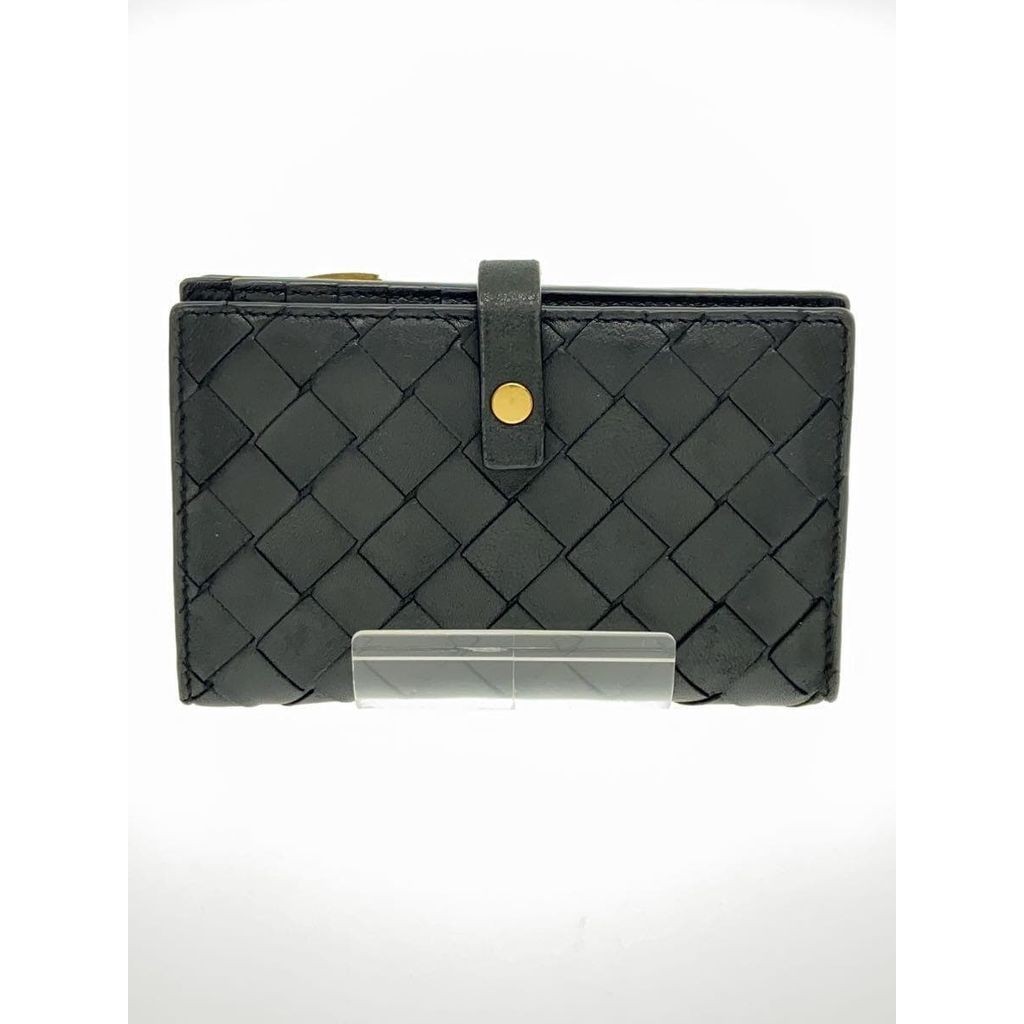 Bottega Veneta(โบเตก้า เวเนต้า) Bi-fold Wallet Intorechato Leather Mens Black Direct from Japan Secondhand