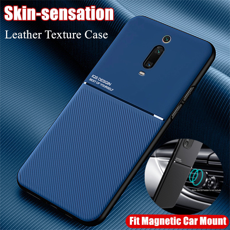 สําหรับ Xiaomi Mi 9T M1903F10G หรูหรา Skin-sensation หนัง Texture Case Fit Magnetic Car Mount ฝาหลัง