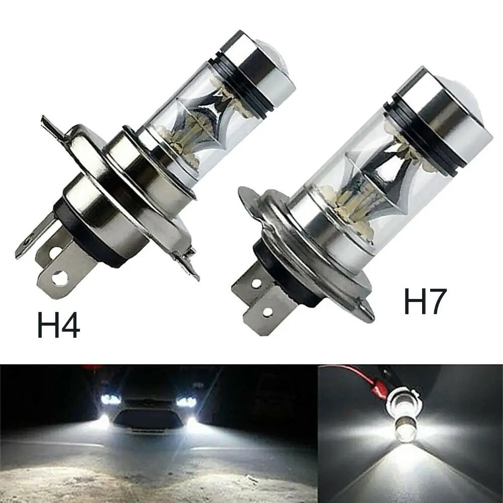 2pcs 100W H4 H7 Super Bright 20Smd Led รถกลางวันวิ่งขับรถหมอกโคมไฟ 6000K Auto ขับรถไฟหน้าสูงต่ําหลอดไฟ