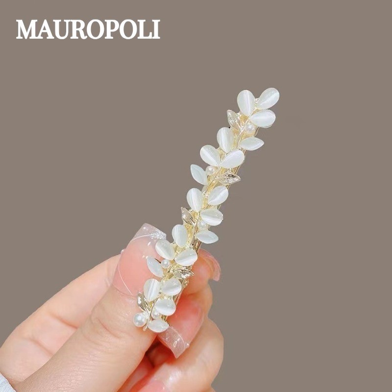 Mauropoli [คลังสินค้าพร้อม] กิ๊บติดผมหูข้าวสาลีโอปอลอารมณ์ทุกการแข่งขันเฉพาะ Niche Duckbill คลิปกิ๊บติดผมระดับไฮเอนด์เครื่องประดับผมคลิปด้านข้างหญิง